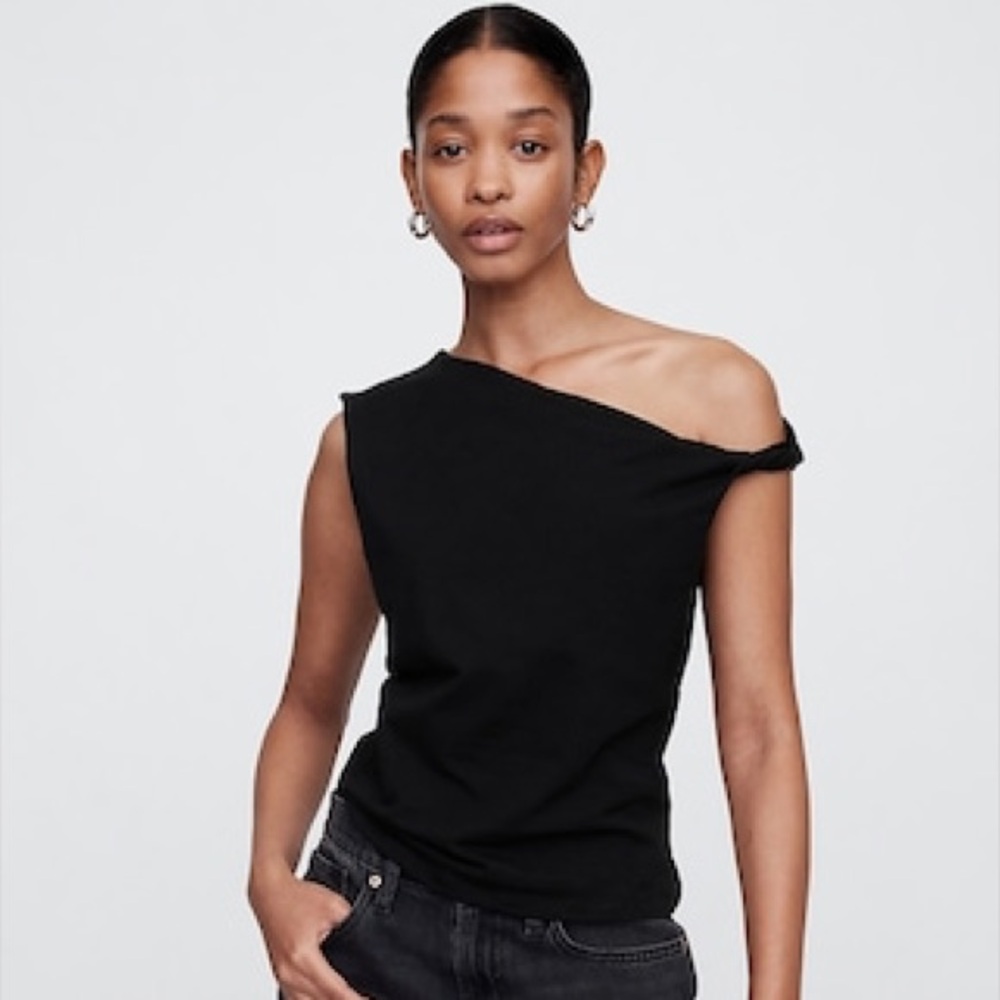 NWT Gap sleeveless one shoulder top black size XL